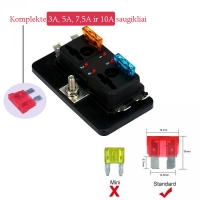 4 x ATO/ATC saugiklio laikiklis su LED indikacija 