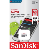 Sandisk, 64GB, max 80MB/s atminties kortelė, microSD 