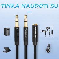 AUX perėjimo laidas, 3.5mm lizdas 4pin 