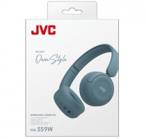 JVC, HA-S59W-AU, retro mėlynos sp. dinaminės ausinės, mikrofonas 