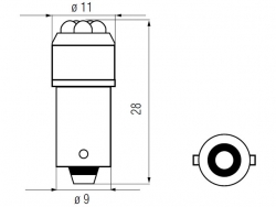 Bosma car lamp BA9s, red, LED 