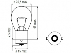 Bosma lemputė BA15s, 18W, 25X47 Įtampa: 6 V