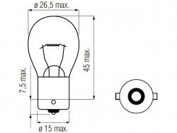 Bosma lemputė BA15s, 18W, 25X47 Įtampa: 6 V 