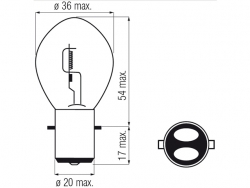 Bosma car lamp BA20d, 35/35W 