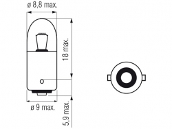 Bosma car lamp BA9s, 3W 