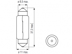 Bosma lemputė SV8.5, 5W, raudona 10X36 