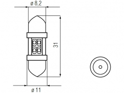 Bosma car lamp SV8.5 10X31, LED 
