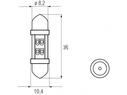 Bosma lemputė SV8.5 10X36, raudona, šviesos diodai