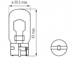 Bosma car lamp T20d, 21W, amber 