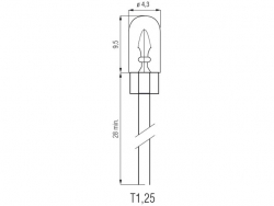 Bosma car lamp wire tip, 0.8W, T1.25 