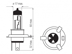 Bosma komplektas H4, P43t 60/55W, mėlyna
