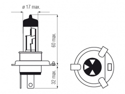 Bosma lemputė H4, 60/55W 12V P43t komplektas (balta)