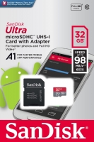 32GB Sandisk, max 98MB/s atminties kortelė, microSD