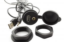 mounting USB + AUX connector male-female with bracket