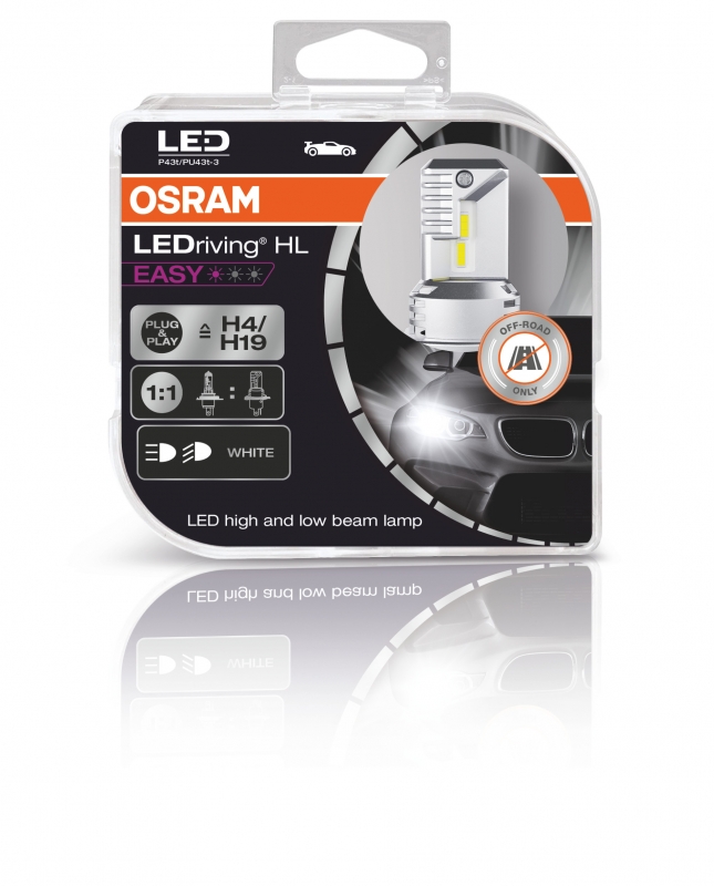 Osram LED pagrindinės šviesos H4/H19, 6000K, LEDriving HL, 2vn, 64 