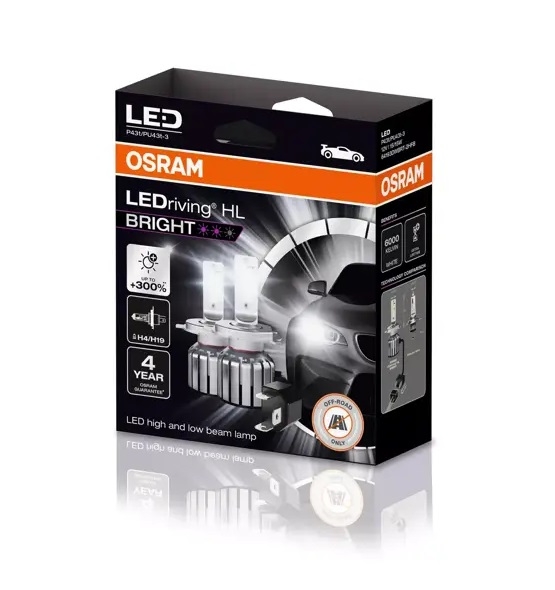 Osram LED  šviesos H4/H19, 6000K, LEDriving HL, 2vn, 64193DWBRT-2H 