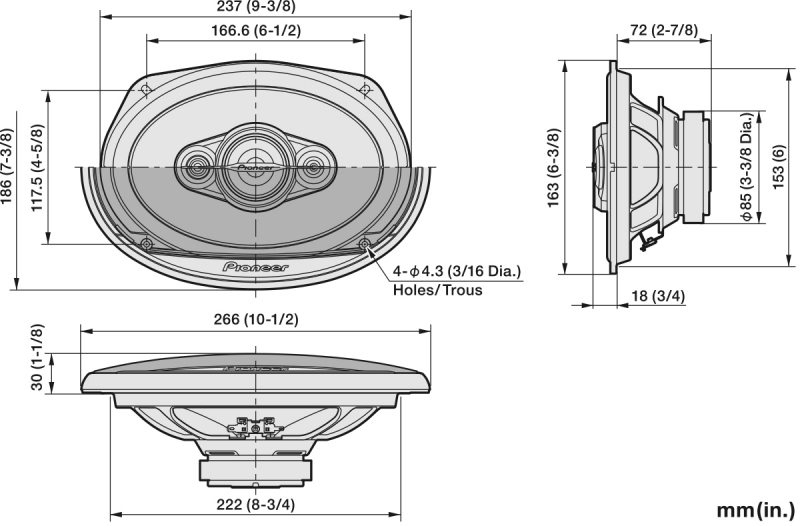 Pioneer, TS-A6971F 6x9" 5-juostų koaksialiniai garsiakalbiai 
