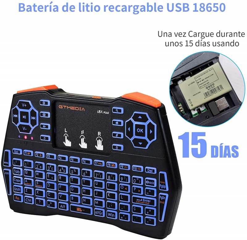 Mini belaidė klaviatūra su touchpadu, valdoma bluetooth 