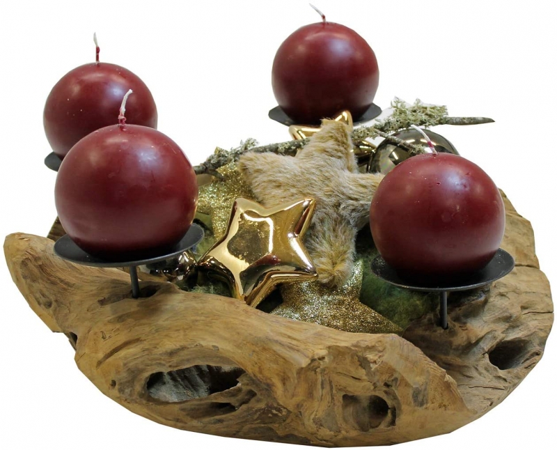 Advento žvakidė. Tikmedžio apvalus dekoratyvinis dubuo 